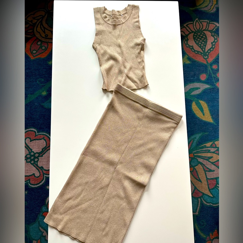 Michael Kors | Metallic Knit Skirt and Tank Top Set
